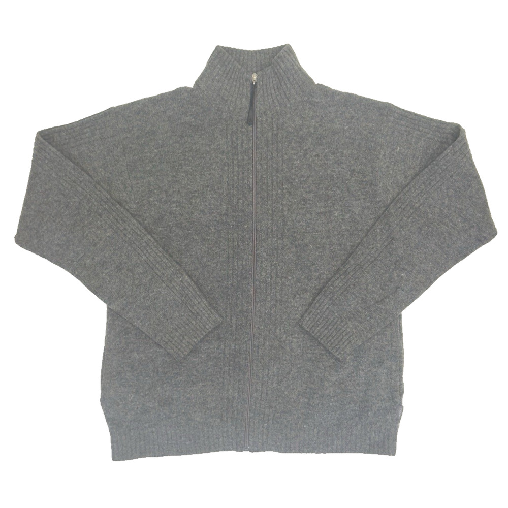 4You Men’s Wool Full Zip Gray Sweater Size L
